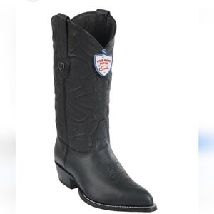 Wild West Handcrafted  Genuine Leather Grisly Snip Toe Black Boots Mens Size 10